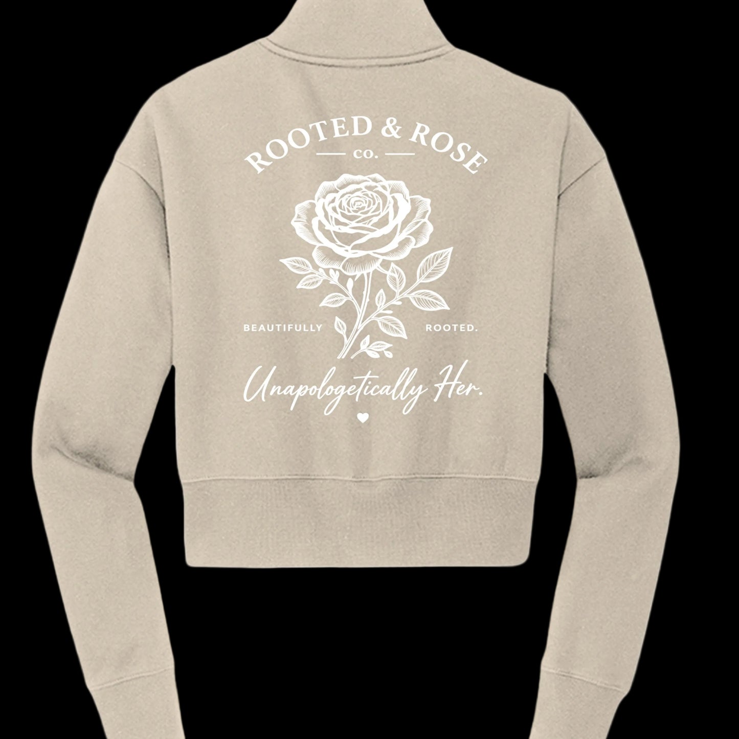 Unapologetically Her™ — Cropped Fleece Quarter-Zip - Rooted & Rose Co.
